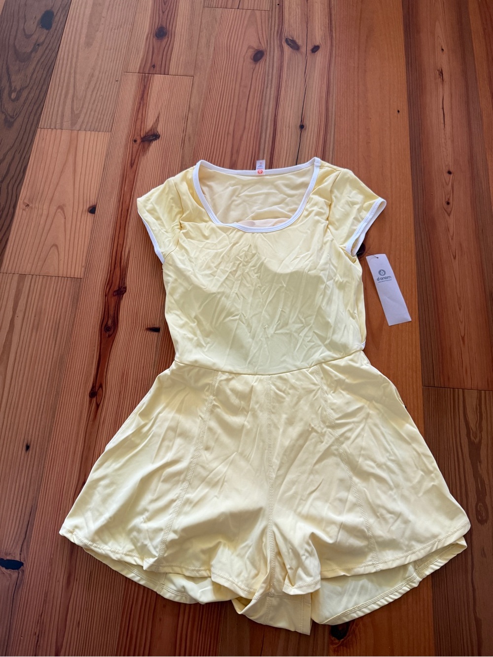 Lane 201 Butter Yellow Short-Sleeve Romper with White Trim